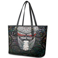 New Zealand Hei Tiki Leather Tote Bag Maori Green Papua Shell Pattern LT03 - Polynesian Pride