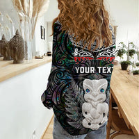 New Zealand Hei Tiki Women Casual Shirt Maori Green Papua Shell Pattern LT03 - Polynesian Pride