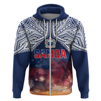 Samoa Indenpendence Day Hoodie Sky Fireworks with Flag Style LT03 Zip Hoodie Black - Polynesian Pride