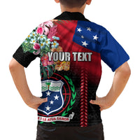 Personalised Samoa Indenpendence Day Family Matching Long Sleeve Bodycon Dress and Hawaiian Shirt Tropical Samoan Coat of Arms With Siapo Pattern LT03 - Polynesian Pride