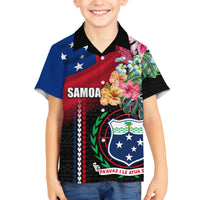 Personalised Samoa Indenpendence Day Family Matching Long Sleeve Bodycon Dress and Hawaiian Shirt Tropical Samoan Coat of Arms With Siapo Pattern LT03 Son's Shirt Black - Polynesian Pride