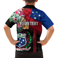 Personalised Samoa Indenpendence Day Family Matching Off Shoulder Maxi Dress and Hawaiian Shirt Tropical Samoan Coat of Arms With Siapo Pattern LT03 - Polynesian Pride