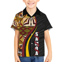 Samoa Siapo Ula Fala Family Matching Off Shoulder Long Sleeve Dress and Hawaiian Shirt Polynesian Tribal Pattern LT03 Son's Shirt Black - Polynesian Pride