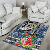 Fiji Day Area Rug Traditional Tapa with Hibiscus and Emblems