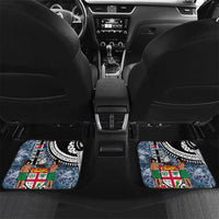 Fiji Day Car Mats Traditional Tapa with Hibiscus and Emblems