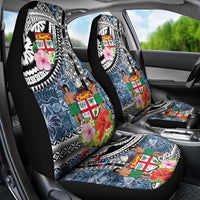 Fiji Day Car Seat Cover Traditional Tapa with Hibiscus and Emblems