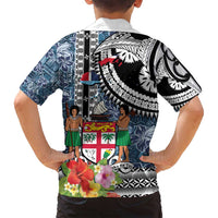 Fiji Day Family Matching Tank Maxi Dress and Hawaiian Shirt Traditional Tapa with Hibiscus and Emblems