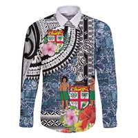 Fiji Day Family Matching Tank Maxi Dress and Hawaiian Shirt Traditional Tapa with Hibiscus and Emblems