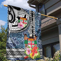 Fiji Day Garden Flag Traditional Tapa with Hibiscus and Emblems