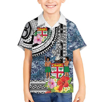 Fiji Day Hawaiian Shirt Traditional Tapa with Hibiscus and Emblems