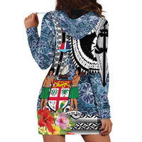 Fiji Day Hoodie Dress Traditional Tapa with Hibiscus and Emblems