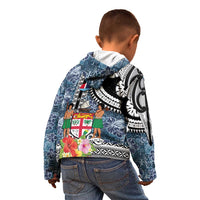 Fiji Day Kid Hoodie Traditional Tapa with Hibiscus and Emblems