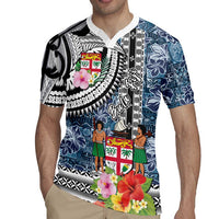 Fiji Day Rugby Jersey Traditional Tapa with Hibiscus and Emblems