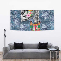 Fiji Day Tapestry Traditional Tapa with Hibiscus and Emblems