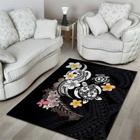 Hawaiian Tropical Plumeria Turtles Area Rug Polynesian Art Tattoo