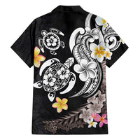 Hawaiian Tropical Plumeria Turtles Family Matching Short Sleeve Bodycon Dress and Hawaiian Shirt Polynesian Art Tattoo