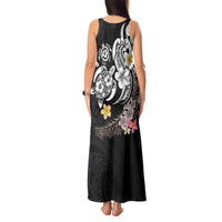 Hawaiian Tropical Plumeria Turtles Tank Maxi Dress Polynesian Art Tattoo