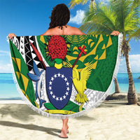 Cook Islands Independence Day Beach Blanket National Flag and Emblem with Tatau Tattoo