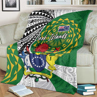 Cook Islands Independence Day Blanket National Flag and Emblem with Tatau Tattoo