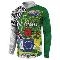 Cook Islands Independence Day Button Sweatshirt National Flag and Emblem with Tatau Tattoo LT03 - Polynesian Pride