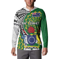 Cook Islands Independence Day Button Sweatshirt National Flag and Emblem with Tatau Tattoo LT03 - Polynesian Pride
