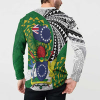 Cook Islands Independence Day Button Sweatshirt National Flag and Emblem with Tatau Tattoo LT03 - Polynesian Pride