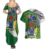 Cook Islands Independence Day Couples Matching Summer Maxi Dress and Hawaiian Shirt National Flag and Emblem with Tatau Tattoo