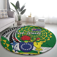 Cook Islands Independence Day Round Carpet National Flag and Emblem with Tatau Tattoo