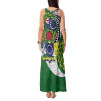 Cook Islands Independence Day Tank Maxi Dress National Flag and Emblem with Tatau Tattoo