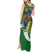 Cook Islands Independence Day Tank Maxi Dress National Flag and Emblem with Tatau Tattoo