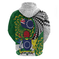 Cook Islands Independence Day Zip Hoodie National Flag and Emblem with Tatau Tattoo