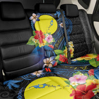 Palau Independence Day Back Car Seat Cover Melanesian Tattoo with Hibiscus