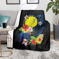 Palau Independence Day Blanket Melanesian Tattoo with Hibiscus