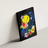 Palau Independence Day Canvas Wall Art Melanesian Tattoo with Hibiscus