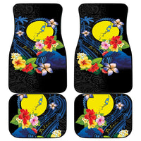 Palau Independence Day Car Mats Melanesian Tattoo with Hibiscus