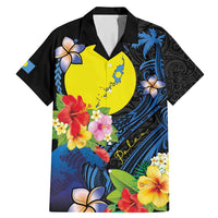 Palau Independence Day Family Matching Mermaid Dress and Hawaiian Shirt Melanesian Tattoo with Hibiscus
