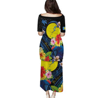 Palau Independence Day Puletasi Melanesian Tattoo with Hibiscus