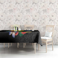 Palau Independence Day Tablecloth Melanesian Tattoo with Hibiscus