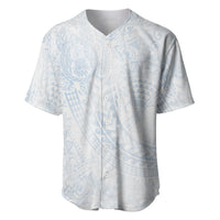 Hawaiian Turtles and Leis Baseball Jersey Tribal Kakau Pattern Airy White Blue Cloud Vibe LT03 White - Polynesian Pride