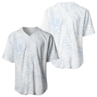 Hawaiian Turtles and Leis Baseball Jersey Tribal Kakau Pattern Airy White Blue Cloud Vibe LT03 - Polynesian Pride