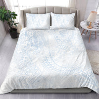 Hawaiian Turtles and Leis Bedding Set Tribal Kakau Pattern Airy White Blue Cloud Vibe LT03 - Polynesian Pride