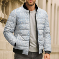 Hawaiian Turtles and Leis Bomber Puffer Jacket Tribal Kakau Pattern Airy White Blue Cloud Vibe LT03 - Polynesian Pride