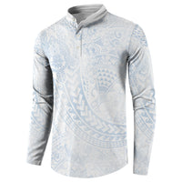 Hawaiian Turtles and Leis Button Sweatshirt Tribal Kakau Pattern Airy White Blue Cloud Vibe LT03 - Polynesian Pride