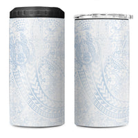 Hawaiian Turtles and Leis 4 in 1 Can Cooler Tumbler Tribal Kakau Pattern Airy White Blue Cloud Vibe LT03 One Size: 16 oz White - Polynesian Pride