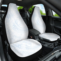 Hawaiian Turtles and Leis Car Seat Cover Tribal Kakau Pattern Airy White Blue Cloud Vibe LT03 One Size White - Polynesian Pride