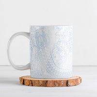 Hawaiian Turtles and Leis Ceramic Mug Tribal Kakau Pattern Airy White Blue Cloud Vibe LT03 White - Polynesian Pride