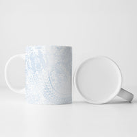 Hawaiian Turtles and Leis Ceramic Mug Tribal Kakau Pattern Airy White Blue Cloud Vibe LT03 - Polynesian Pride