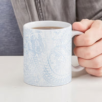 Hawaiian Turtles and Leis Ceramic Mug Tribal Kakau Pattern Airy White Blue Cloud Vibe LT03 - Polynesian Pride