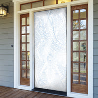 Hawaiian Turtles and Leis Door Cover Tribal Kakau Pattern Airy White Blue Cloud Vibe LT03 - Polynesian Pride
