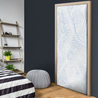 Hawaiian Turtles and Leis Door Cover Tribal Kakau Pattern Airy White Blue Cloud Vibe LT03 - Polynesian Pride